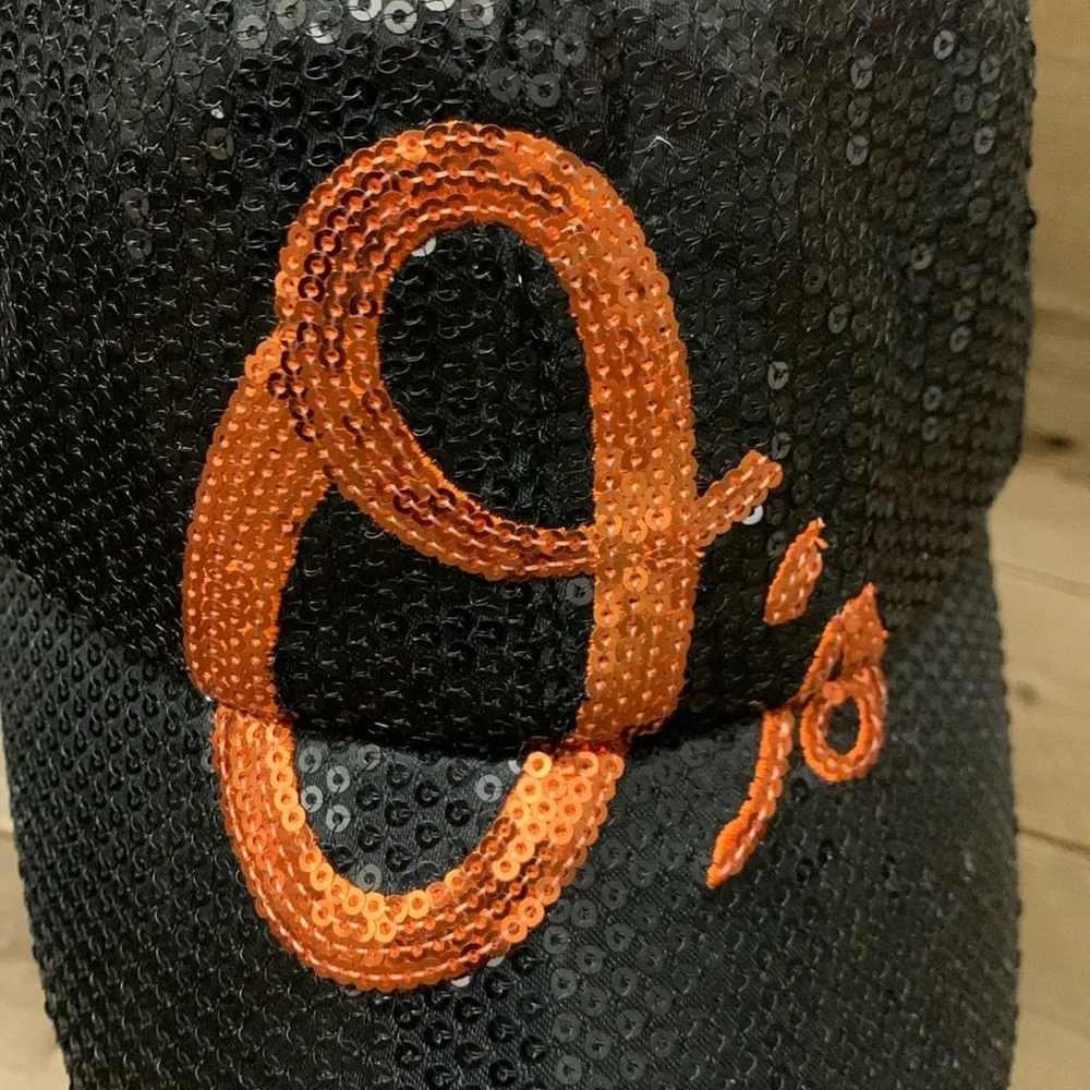 Orioles Baltimore Dazzle Sequin Bling Slouch Cap - Picture 3 of 9